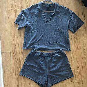 Blue Collared Lounge Set